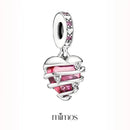 Berloque Coração Rosa Espiral